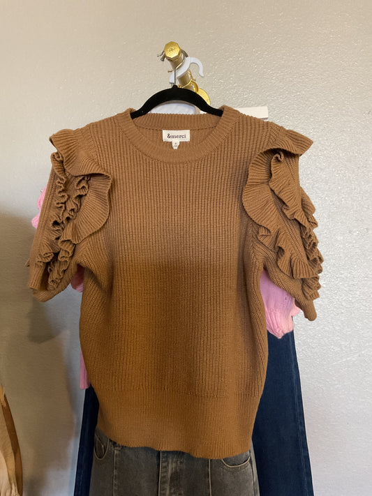 Ruffle Sleeve Sweater Top