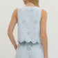 Floral Eyelet Denim Top