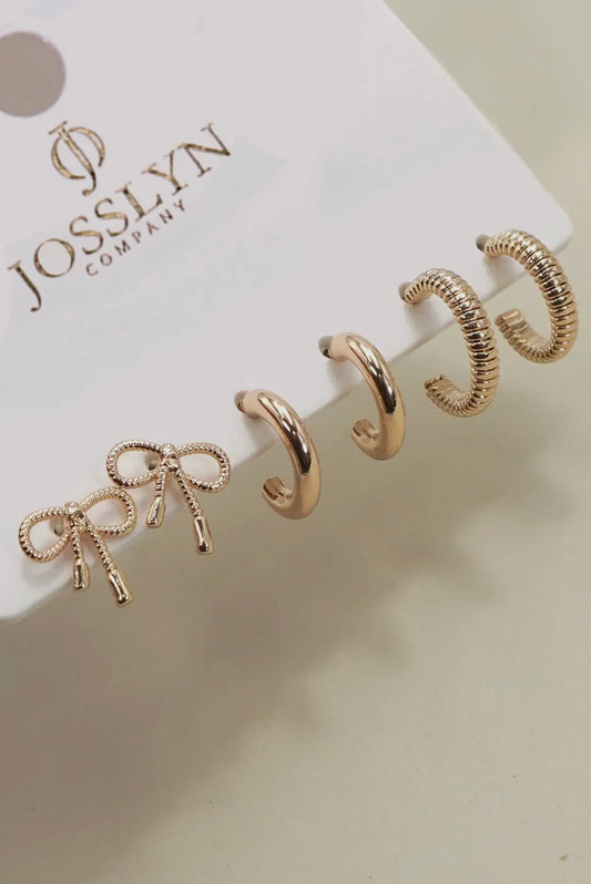 Bow & Hoop Trio Stud Set