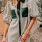 Stripe Green Puff Sleeve Button Down Dress