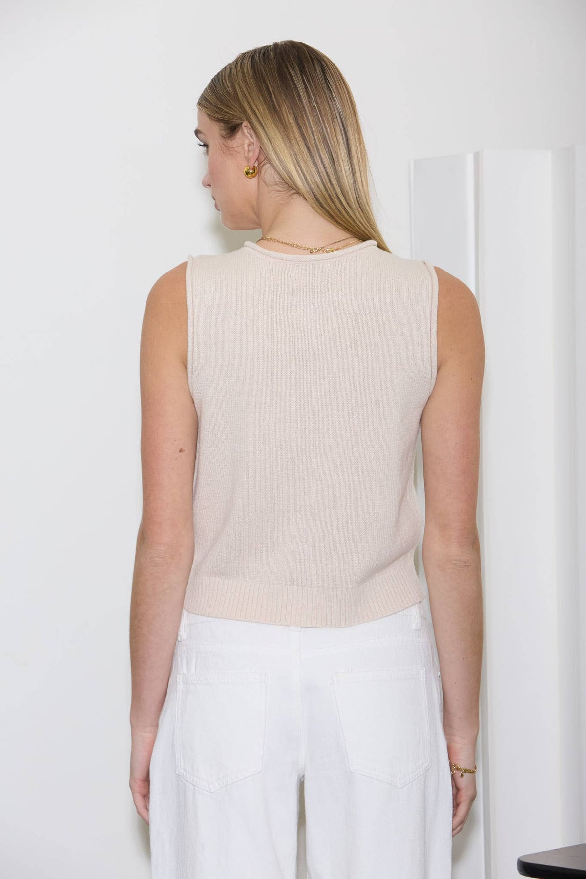 RAW EDGE BUTTON DOWN KNIT CARDIGAN VEST TOP