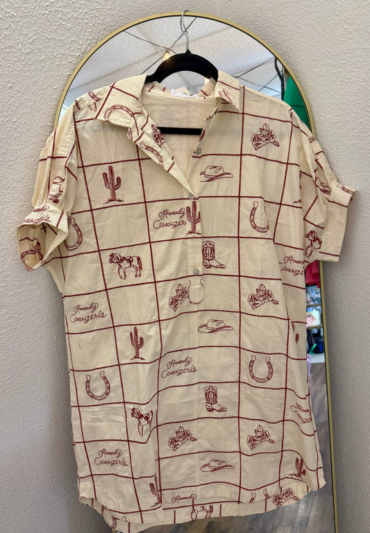 Western Inspired Mini Shirt Dress