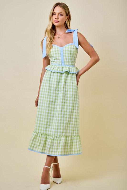 Honeydew Gingham Midi