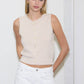 RAW EDGE BUTTON DOWN KNIT CARDIGAN VEST TOP
