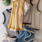 NT12503-Stripe Knit Button Down Top