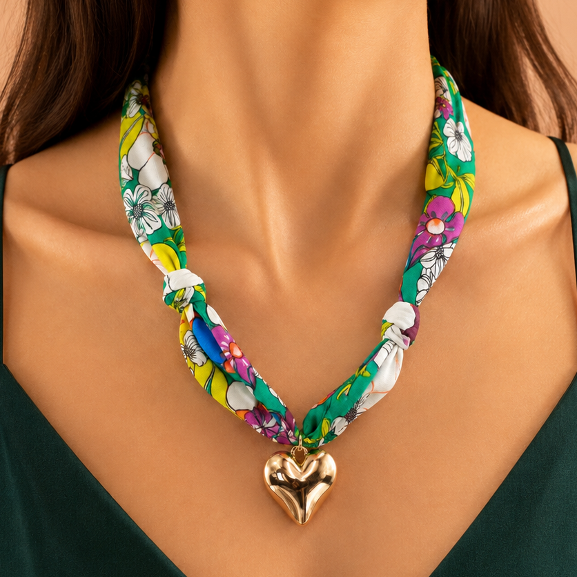 HANDMADE PRINTED SCARF NECKLACE | 80N91790