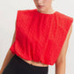 Cropped Eyelet Bubble Top
