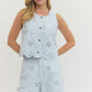 Floral Eyelet Denim Top