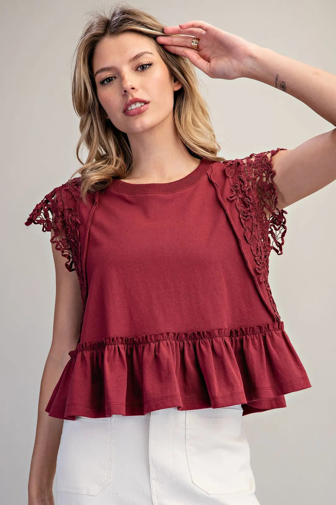Lace Sleeve Tee