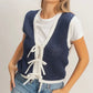Navy Knit Tie Front Vest