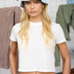WASHED SHORT SLEEVE CROPPED KNIT T-SHIRT