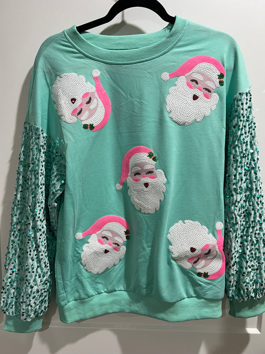 Sequin Santa Claus Christmas sweater