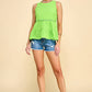 WK50480 - BABYDOLL TIER BUBLLE WOVEN TOP WITH TIE BACK
