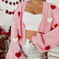 Textured Heart Balloon Sleeve Cardi