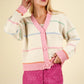 Melow Color Stripe Button Down Sweater Cardigan