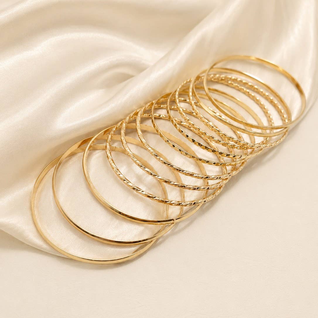 Gold-Tone Multi-Pattern Bangle Set | 40B5253