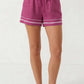 Contrast Trim Linen Shorts