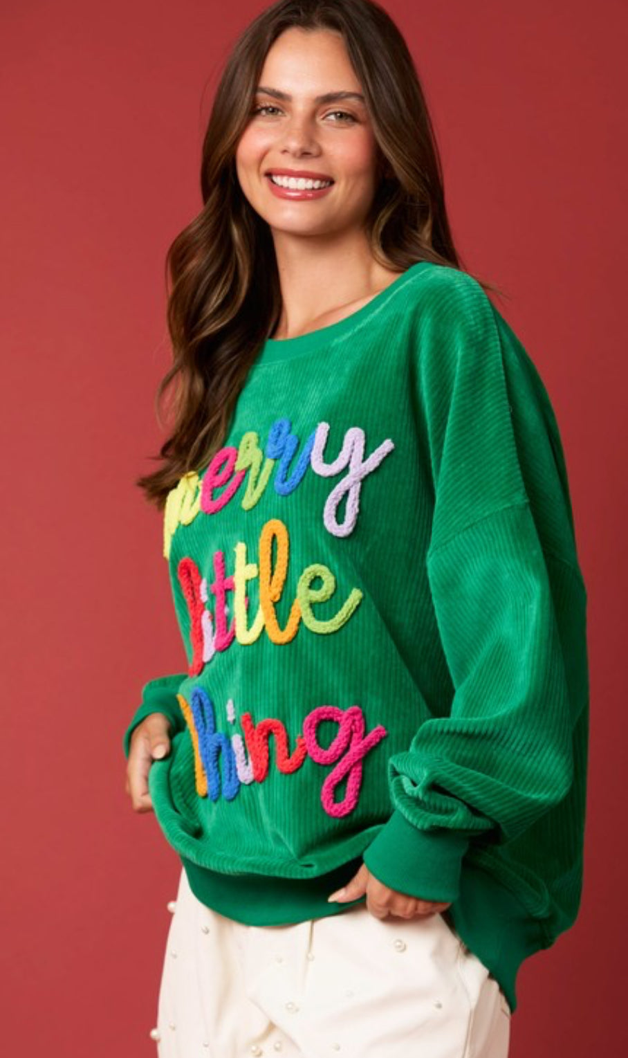 Merry Little Thing Embroidery Sweatshirt