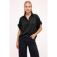 Short Ruffle Sleeve Button-up Blouse
