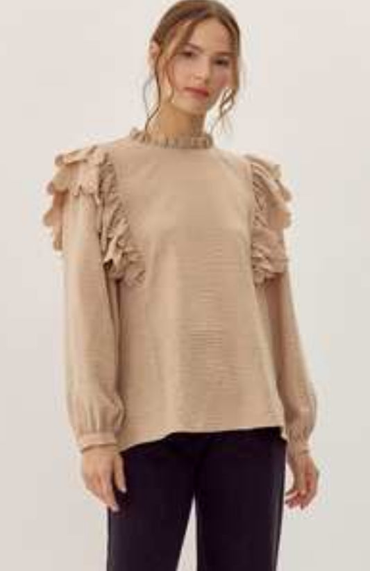 JODIFL oatmeal lace top