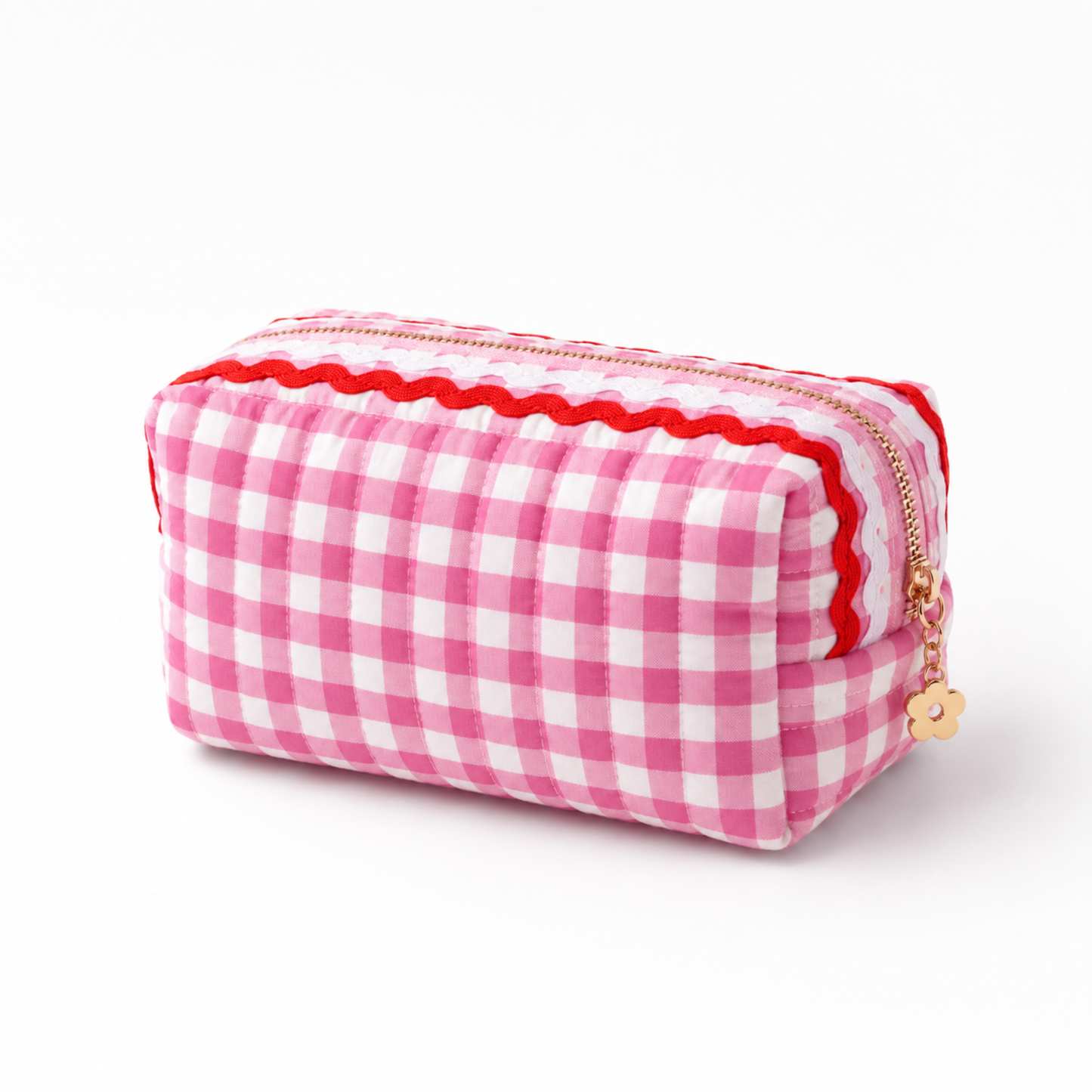 Ellison+Young Color Wave Gingham Cosmetic Case, Playful Details