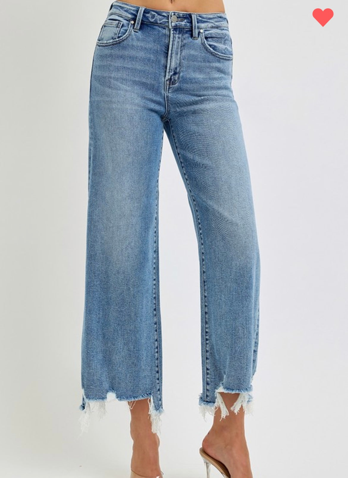 High Rise Crop Wide Step Hem Jeans