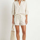 Contrast Trim Linen Shorts