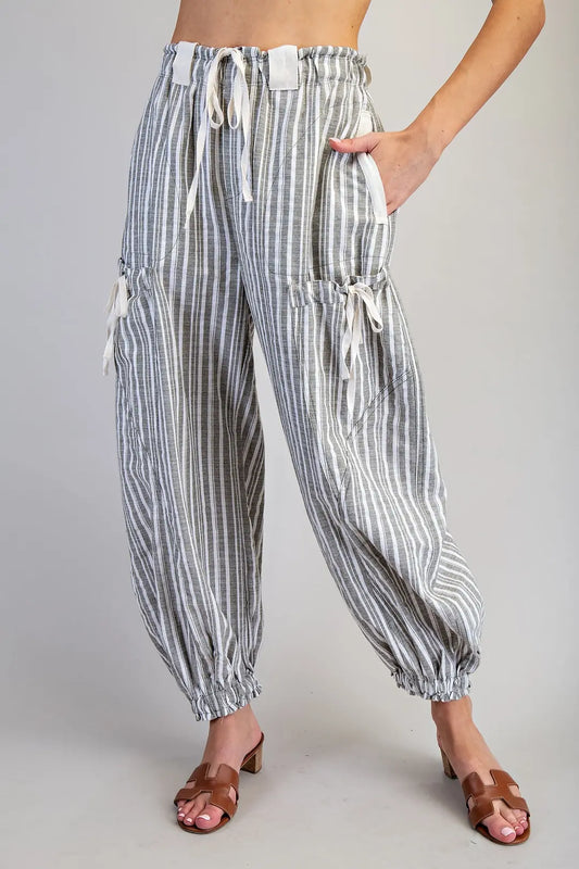 Striped Drawstring Side Pocket Jogger Pants