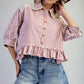 Ruffle & Lace Trim Button Blouse