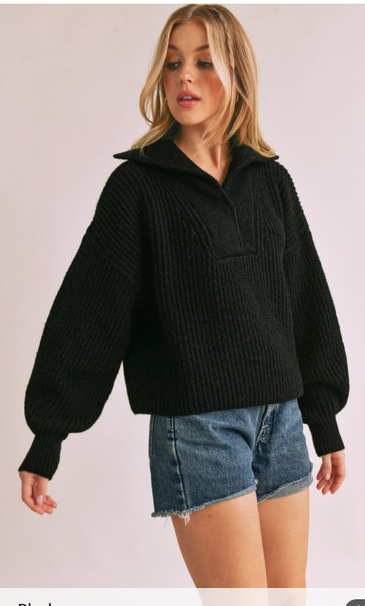 Black Ribbed Denae Sweater