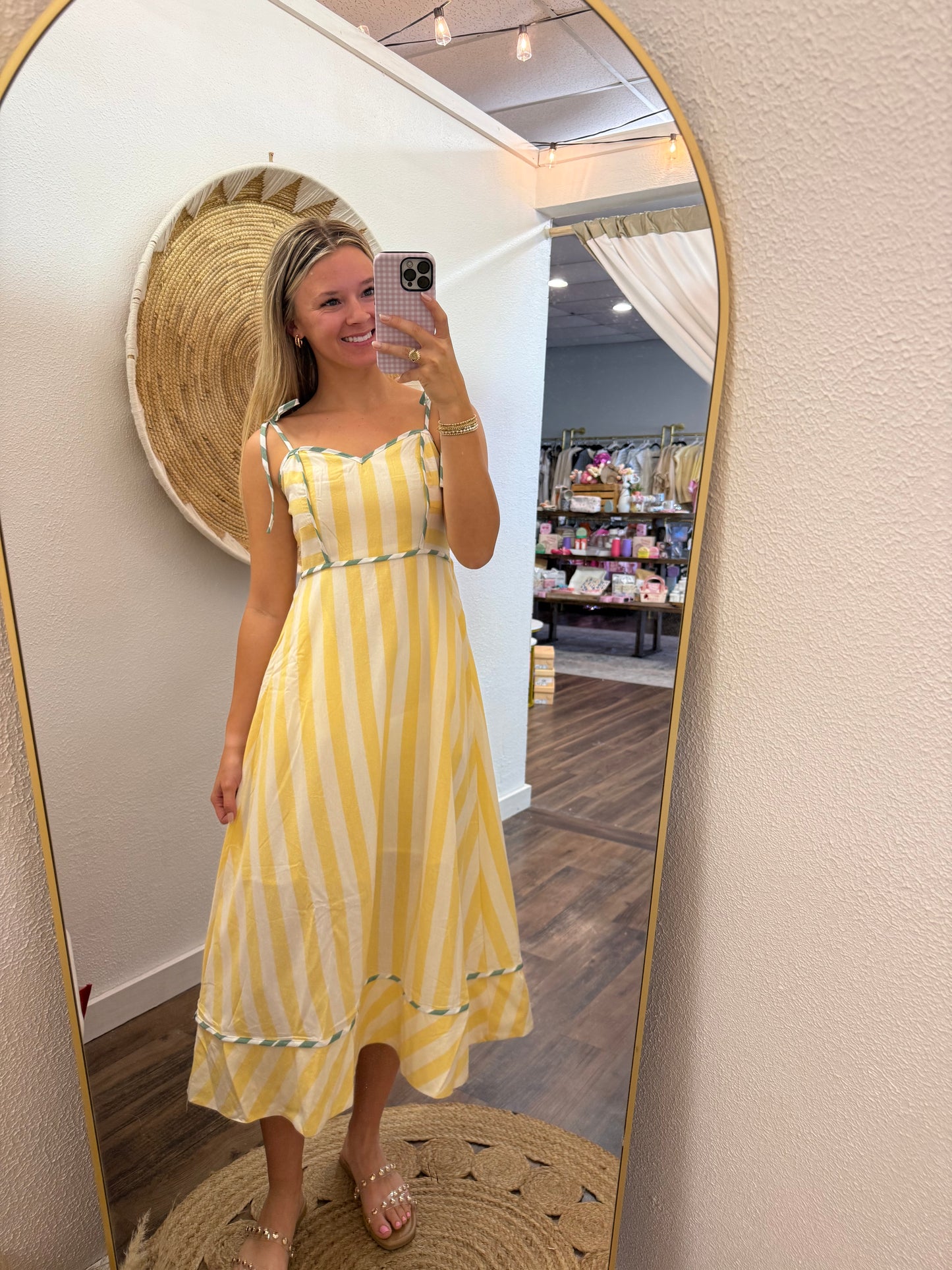 Mellow Yellow Striped Midi Dress