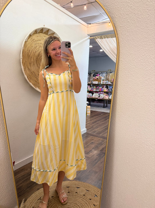 Mellow Yellow Striped Midi Dress