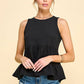 WK50480 - BABYDOLL TIER BUBLLE WOVEN TOP WITH TIE BACK