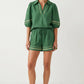Contrast Trim Linen Shorts