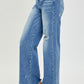Plus Frayed Hem Wide Leg Jeans