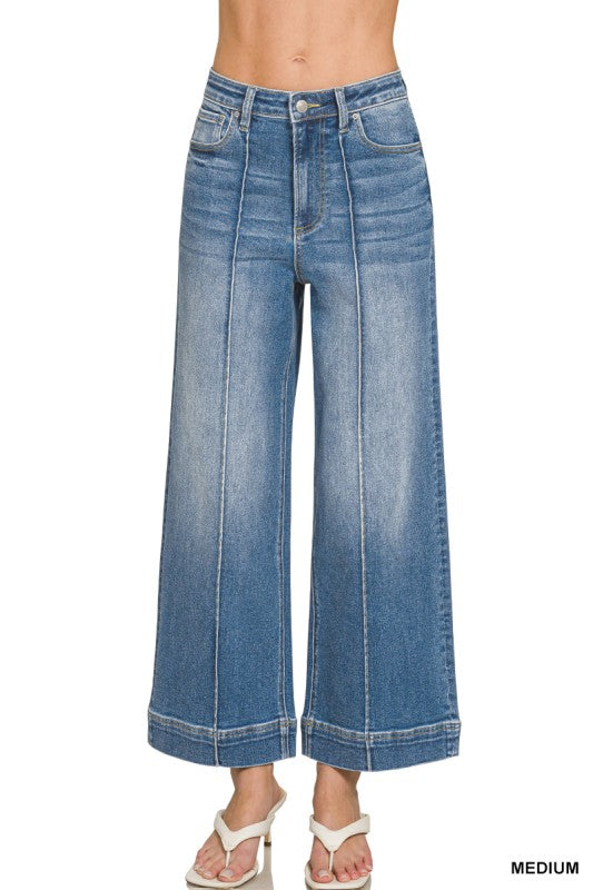 Wide Leg Pintuck Jean
