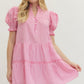 Pinky Gingham Pocket Dress