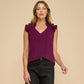 Solid V-Neck Ruffle Top