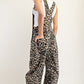 Leopard Printed Barrel Leg Overalls