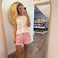 Striped Ruffle Hem Shorts