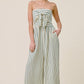 Stripe Contrast Front Tie Jumpsuit