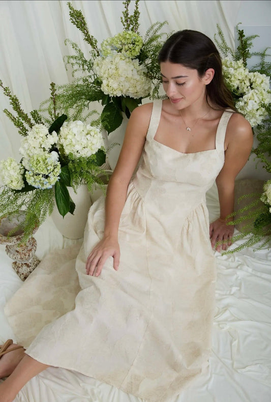 Floral Jacquard Sleeveless Midi