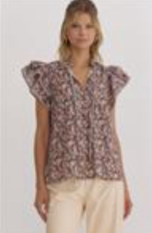 ENTRO almond vneck top