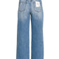 Solid Cuff Wide Leg Jeans