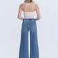 High Rise Elastic Waistband Ankle Baggy Jeans