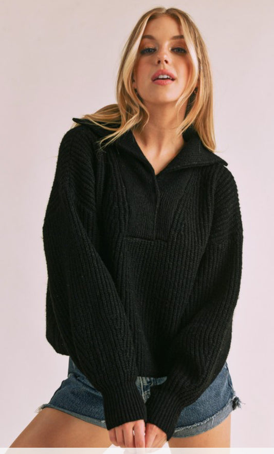 Black Ribbed Denae Sweater