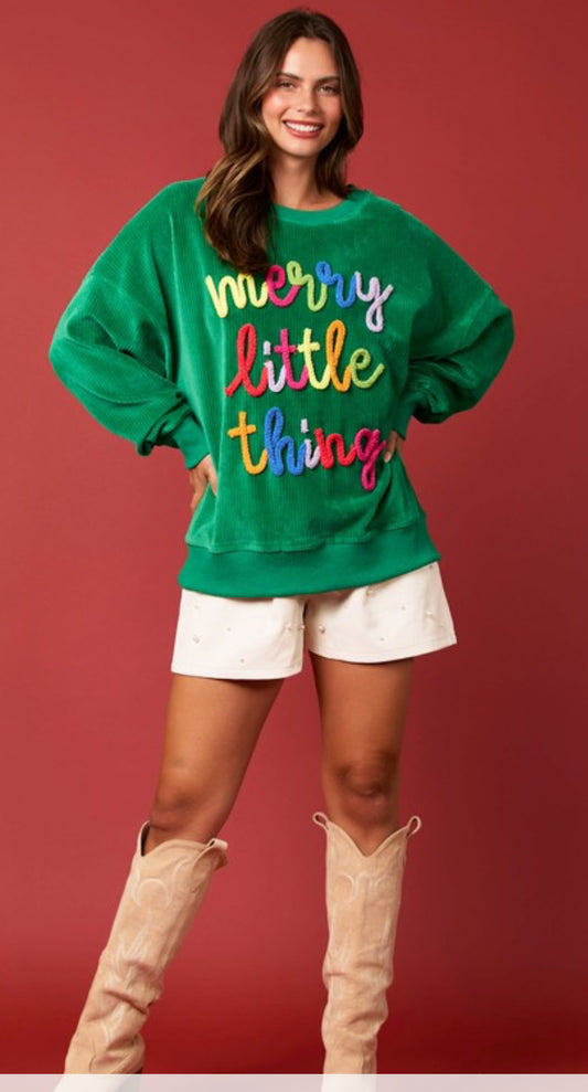 Merry Little Thing Embroidery Sweatshirt