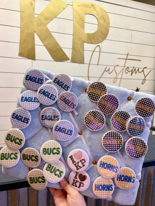 Gingham & Balloon Gameday Pin