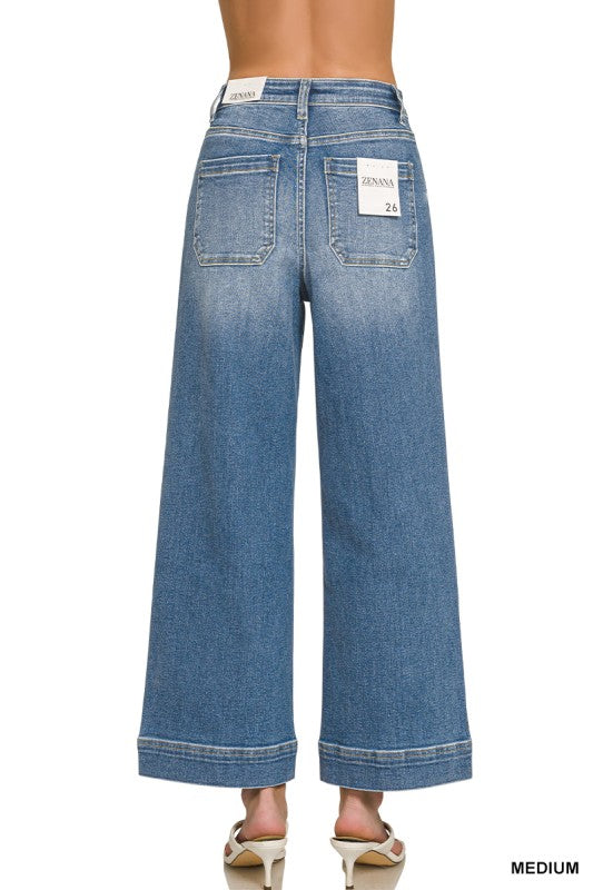Wide Leg Pintuck Jean