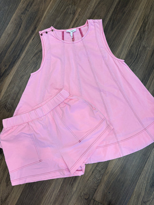 Mineral Topstitch Sleeveless Swing Short Set